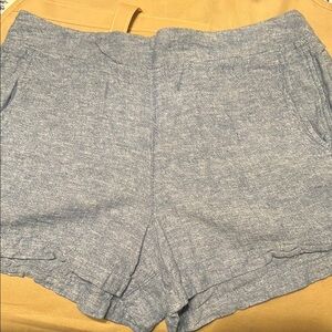 High Waist Blue Shorts with Elastic Waistband
